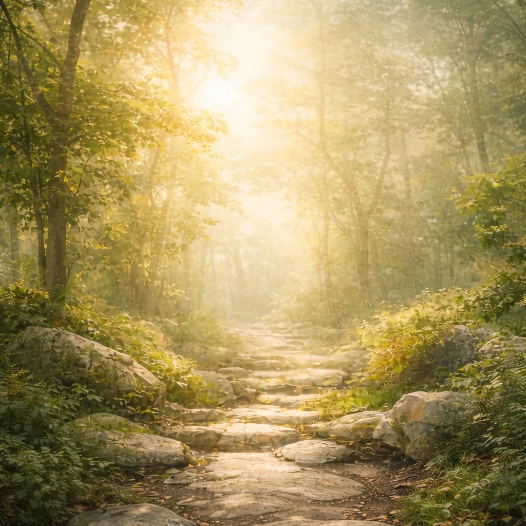 Sunlit forest path symbolizing natural whole body wellness