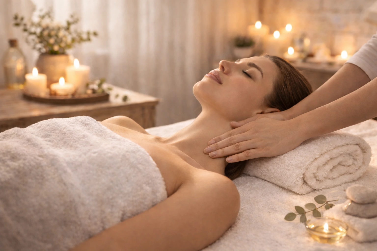 Gentle manual lymphatic drainage massage session