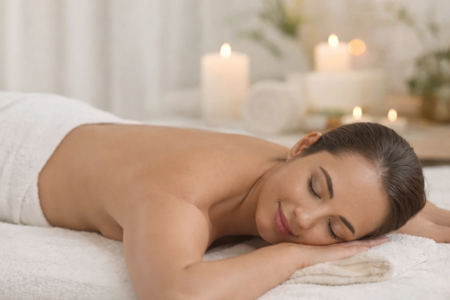 Woman receiving a relaxing massage treatment